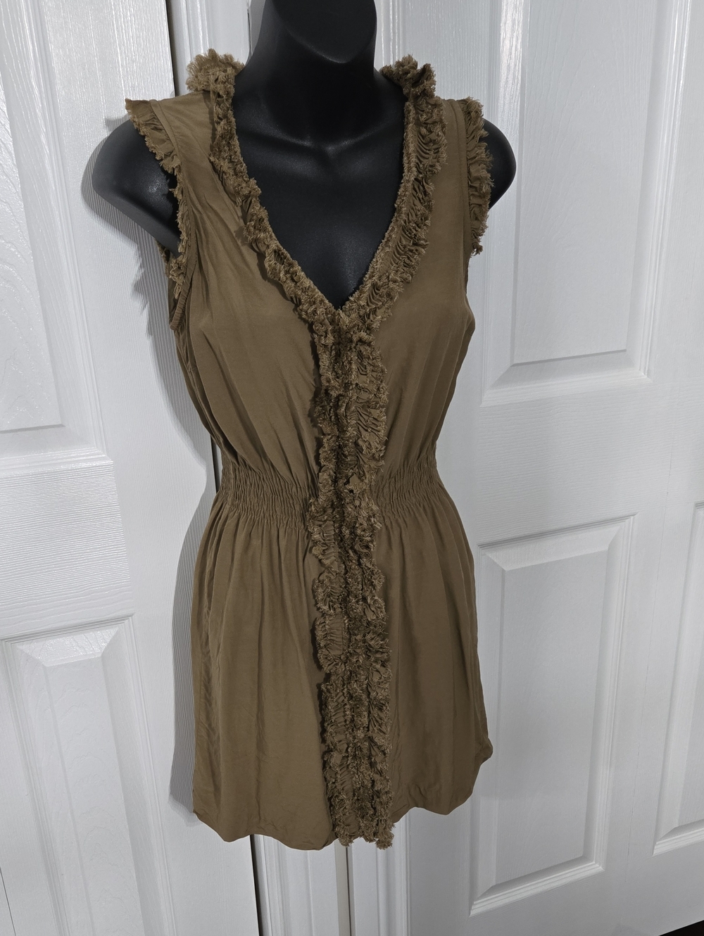Zara Olive Fringe-Trim Dress/Tunic